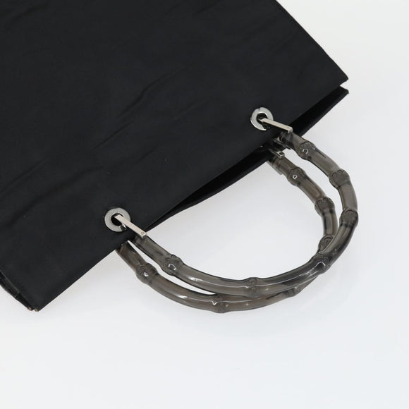 GUCCI Shoulder Bag Canvas Satin Leather 5 Set Black Auth 160747