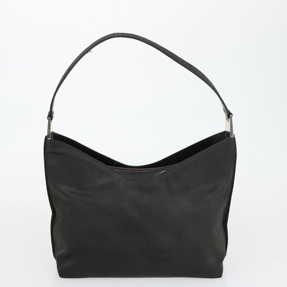 GUCCI Shoulder Bag Canvas Satin Leather 5 Set Black Auth 160747