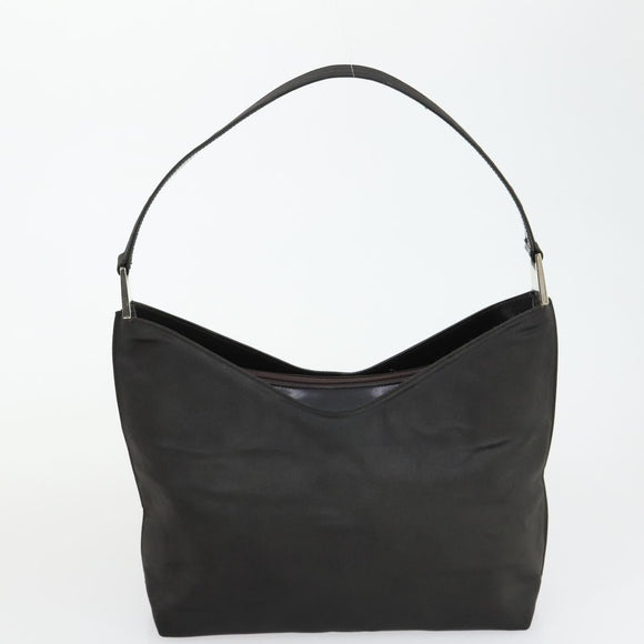 GUCCI Shoulder Bag Canvas Satin Leather 5 Set Black Auth 160747