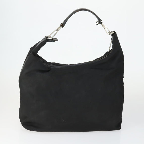 GUCCI Shoulder Bag Canvas Satin Leather 5 Set Black Auth 160747