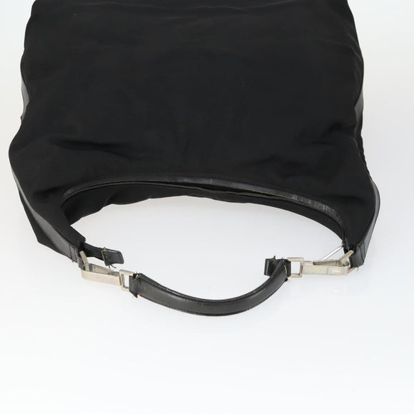 GUCCI Shoulder Bag Canvas Satin Leather 5 Set Black Auth 160747