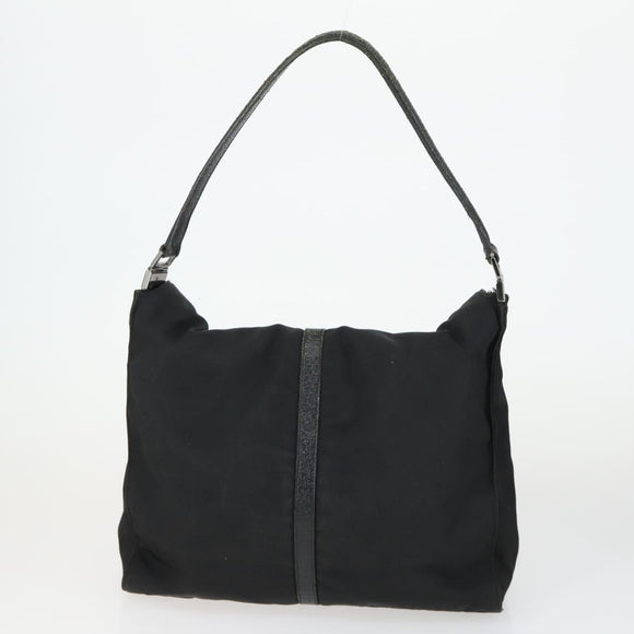 GUCCI Shoulder Bag Canvas Satin Leather 5 Set Black Auth 160747