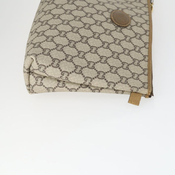 GUCCI GG Supreme GG Plus Web Sherry Line Bag PVC 4 Set Beige Green Auth 160748