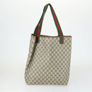 GUCCI GG Supreme GG Plus Web Sherry Line Bag PVC 4 Set Beige Green Auth 160748-3