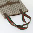 GUCCI GG Supreme GG Plus Web Sherry Line Bag PVC 4 Set Beige Green Auth 160748-5