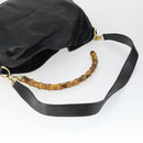 GUCCI Bamboo Shoulder Bag Leather Canvas 4 Set Black Auth 160749-17