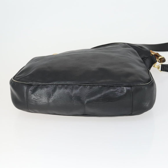 GUCCI Bamboo Shoulder Bag Leather Canvas 4 Set Black Auth 160749