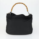GUCCI Bamboo Shoulder Bag Leather Canvas 4 Set Black Auth 160749-21