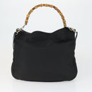 GUCCI Bamboo Shoulder Bag Leather Canvas 4 Set Black Auth 160749-22