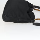 GUCCI Bamboo Shoulder Bag Leather Canvas 4 Set Black Auth 160749-23