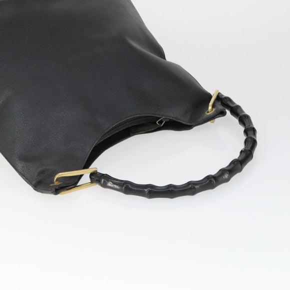 GUCCI Bamboo Shoulder Bag Leather Canvas 4 Set Black Auth 160749