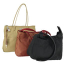 PRADA Bag Nylon 3 Set Black Red beige Auth 160750-1
