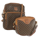 CELINE Macadam Canvas Shoulder Bag PVC 2 Set Brown Auth 160752-1