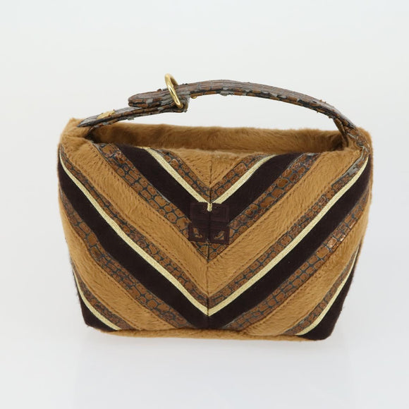 BVLGARI Givenchy Logo Mania Bag Canvas Leather 3 Set Black Brown Auth 160757