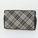 BURBERRY Nova Check Blue Label Hand Bag Nylon 2 Set Black Red Auth 160759-15