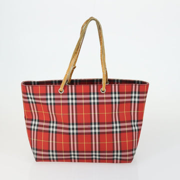 BURBERRY Nova Check Blue Label Hand Bag Nylon 2 Set Black Red Auth 160759 - 0
