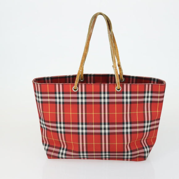 BURBERRY Nova Check Blue Label Hand Bag Nylon 2 Set Black Red Auth 160759