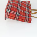 BURBERRY Nova Check Blue Label Hand Bag Nylon 2 Set Black Red Auth 160759-4