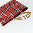 BURBERRY Nova Check Blue Label Hand Bag Nylon 2 Set Black Red Auth 160759-5