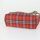 BURBERRY Nova Check Blue Label Hand Bag Nylon 2 Set Black Red Auth 160759-7