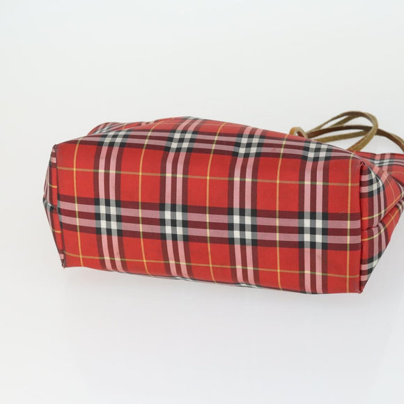 BURBERRY Nova Check Blue Label Hand Bag Nylon 2 Set Black Red Auth 160759