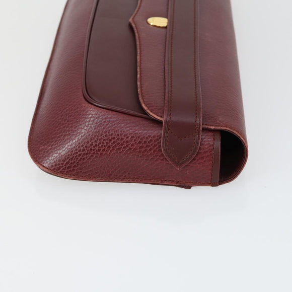 CARTIER Must Line Clutch Bag Leather 3 Set Bordeaux Auth 160760