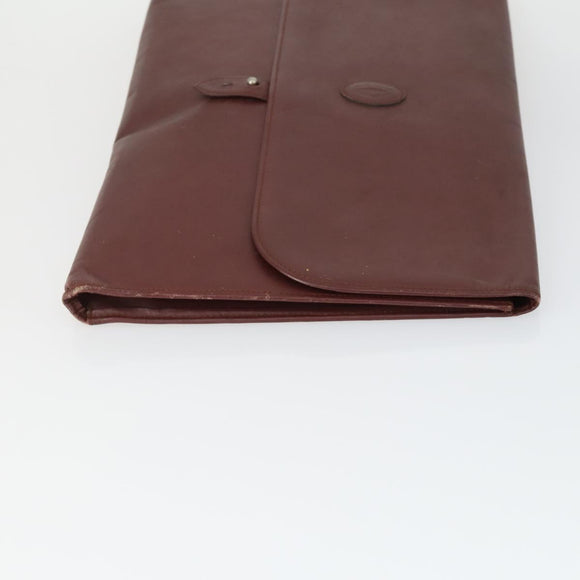 CARTIER Must Line Clutch Bag Leather 3 Set Bordeaux Auth 160760