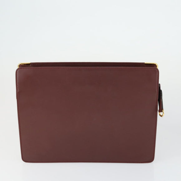 CARTIER Must Line Clutch Bag Leather 3 Set Bordeaux Auth 160760