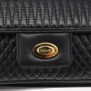 BALLY Quilted Chain Shoulder Bag Leather Black Gold Auth 160783-14