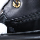 BALLY Quilted Chain Shoulder Bag Leather Black Gold Auth 160783-22