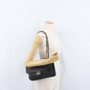 BALLY Quilted Chain Shoulder Bag Leather Black Gold Auth 160783-25