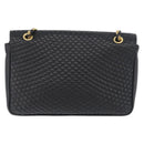BALLY Quilted Chain Shoulder Bag Leather Black Gold Auth 160783-3