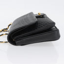 BALLY Quilted Chain Shoulder Bag Leather Black Gold Auth 160783-5