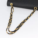 BALLY Quilted Chain Shoulder Bag Leather Black Gold Auth 160783-7