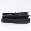 BALLY Quilted Chain Shoulder Bag Leather Black Gold Auth 160783-9