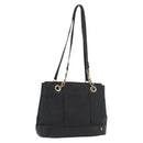 BALLY Quilted Shoulder Bag Leather Black Gold Auth 160784-1
