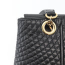 BALLY Quilted Shoulder Bag Leather Black Gold Auth 160784-10