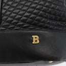 BALLY Quilted Shoulder Bag Leather Black Gold Auth 160784-17