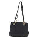 BALLY Quilted Shoulder Bag Leather Black Gold Auth 160784-13