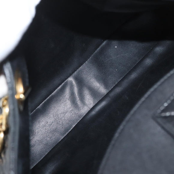 BALLY Quilted Shoulder Bag Leather Black Gold Auth 160784