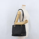 BALLY Quilted Shoulder Bag Leather Black Gold Auth 160784-25