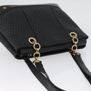 BALLY Quilted Shoulder Bag Leather Black Gold Auth 160784-6