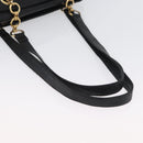 BALLY Quilted Shoulder Bag Leather Black Gold Auth 160784-7