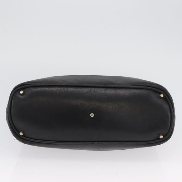 BALLY Quilted Shoulder Bag Leather Black Gold Auth 160784