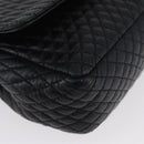 BALLY Quilted Chain Shoulder Bag Leather Black Gold Auth 160785-9