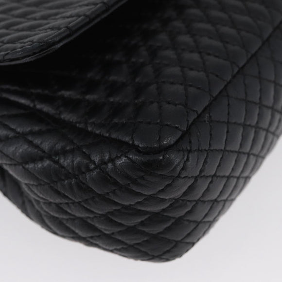 BALLY Quilted Chain Shoulder Bag Leather Black Gold Auth 160785