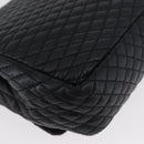 BALLY Quilted Chain Shoulder Bag Leather Black Gold Auth 160785-15