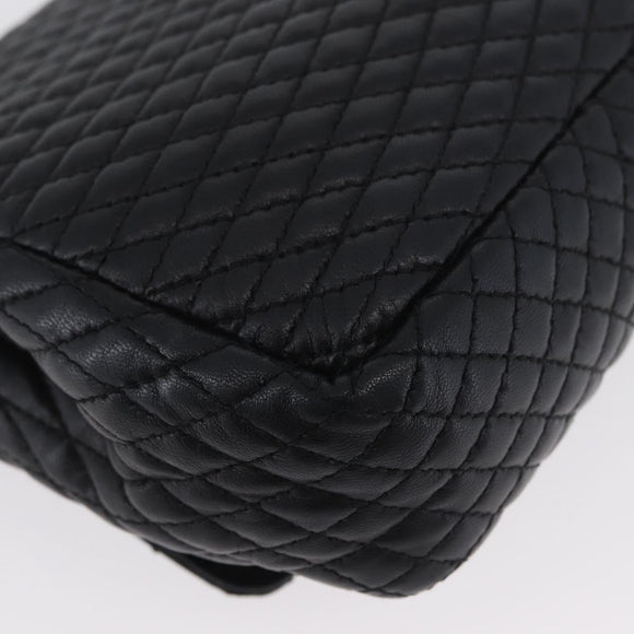 BALLY Quilted Chain Shoulder Bag Leather Black Gold Auth 160785