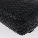 BALLY Quilted Chain Shoulder Bag Leather Black Gold Auth 160785-16