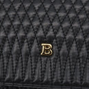 BALLY Quilted Chain Shoulder Bag Leather Black Gold Auth 160785-17